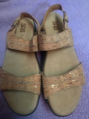 NWOT SAS Nudu Women’s Cork-Texture Tan Heal Strap Sandals